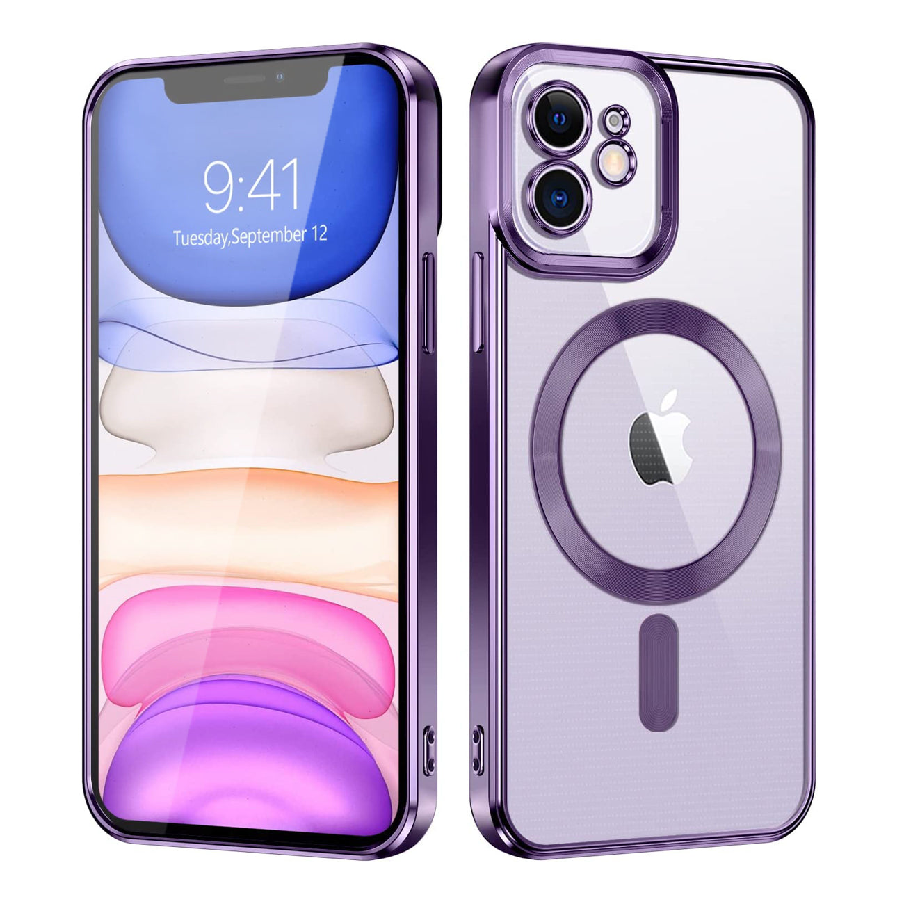 Magnetic Wireless Charging TPU Bumper Case For iPhone 11 In Purple